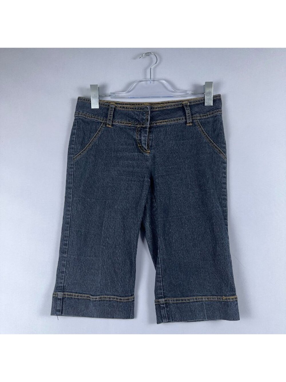 Bisou Bisou Bermuda Shorts Women Size 2 Mid-Rise Blue Classic Fit Stretch